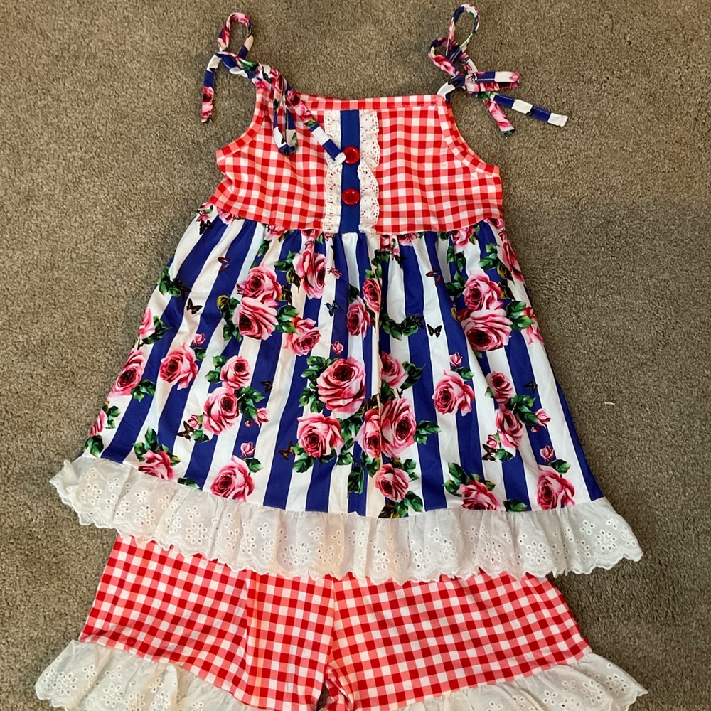 Floral Red and Blue Kids Bottoms